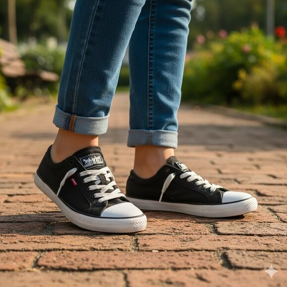 Levi's Black and White Low-Top Sneakers - Picture 1 of 9